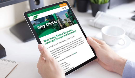 Clintar website shown on an iPad showcasing the about page